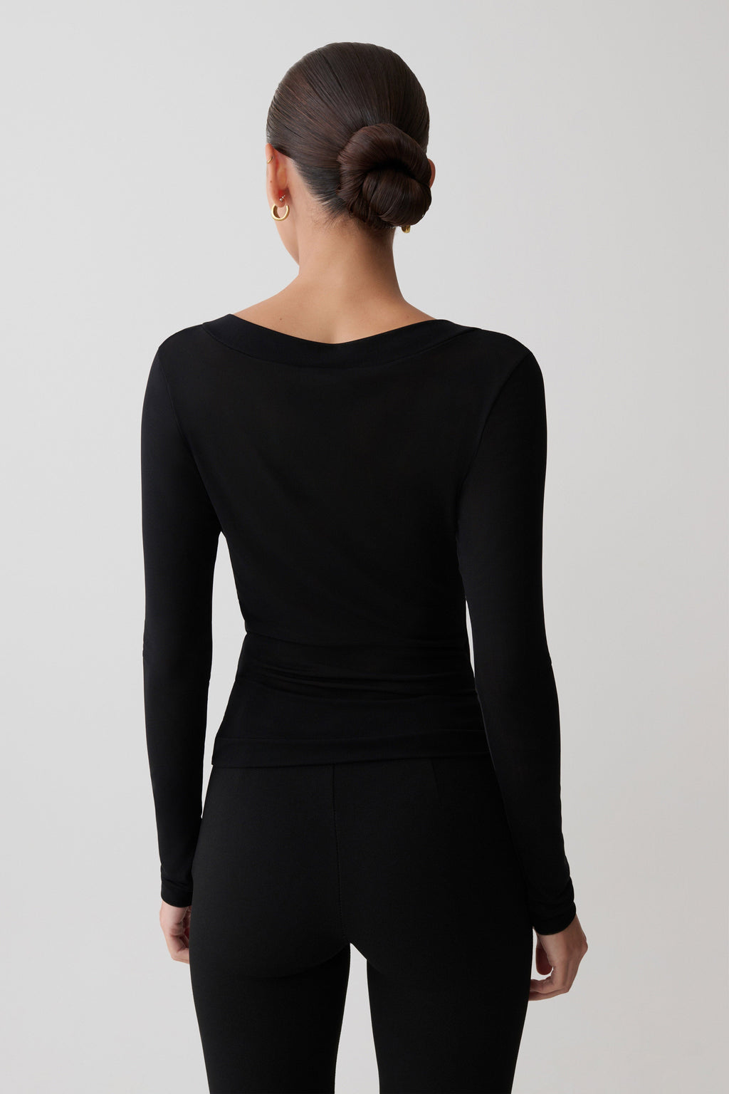 Long Sleeve Mesh Top - Black