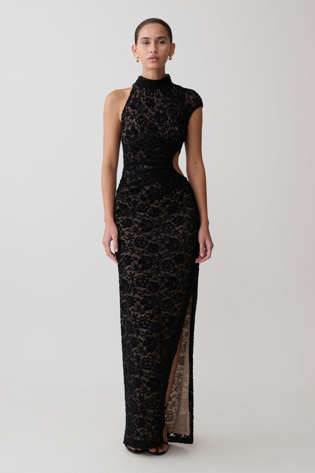 One Shoulder Maxi Dress - Black