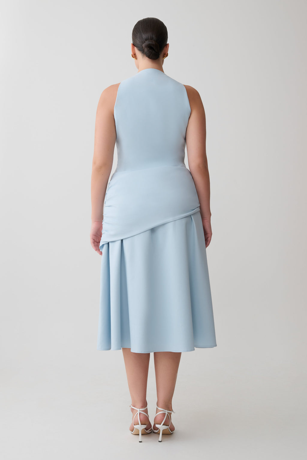 Wrapped Waist Midi Dress - Sky Blue
