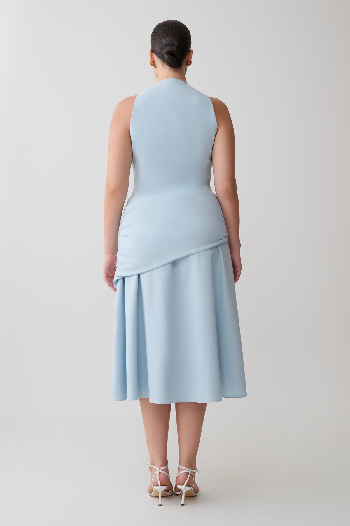 Wrapped Waist Midi Dress - Sky Blue