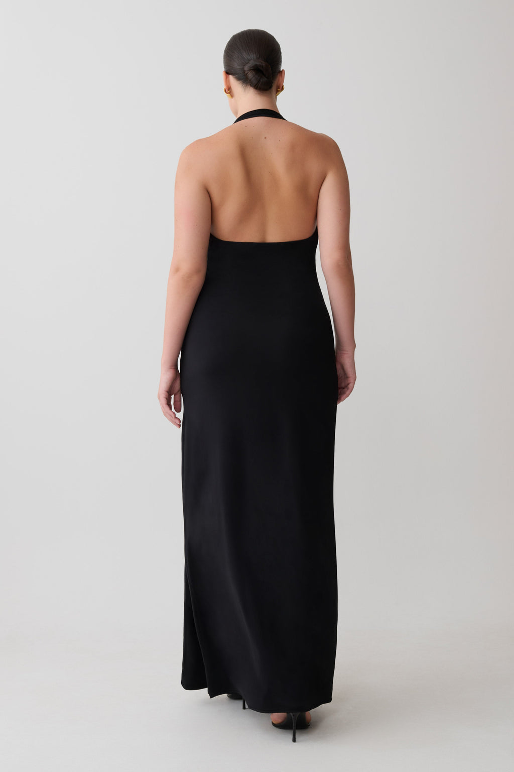 Slinky Halter Maxi Dress - Black