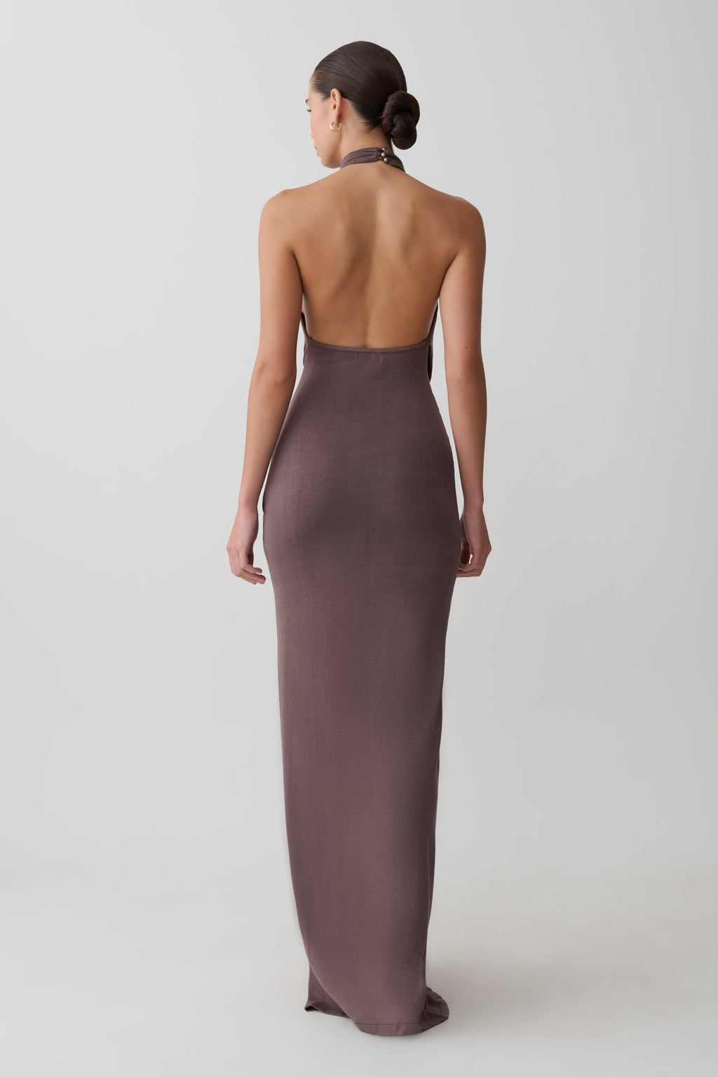 Halter Knit Maxi Dress - Peppercorn