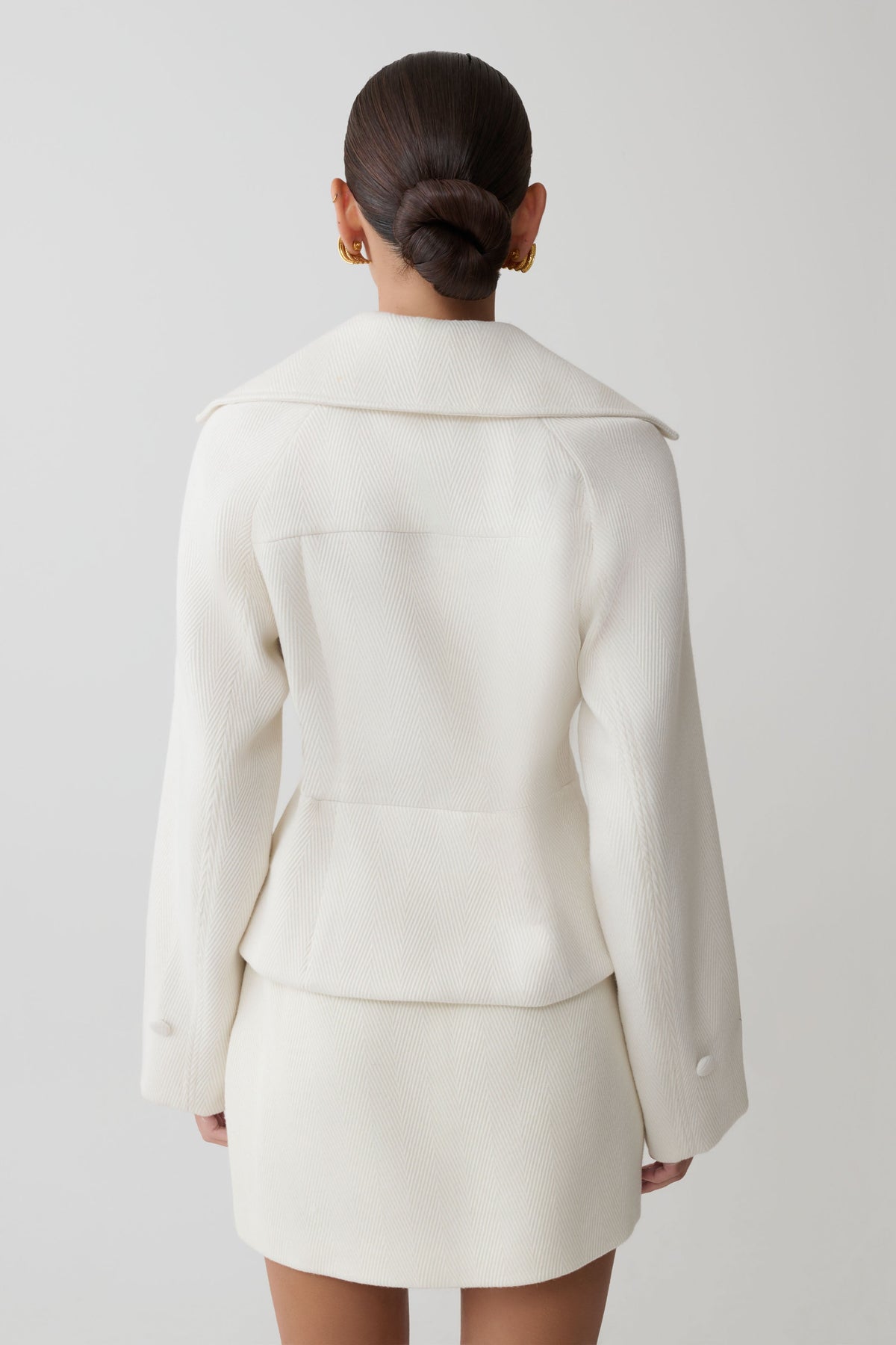 Cropped Collared Jacket - Ivory
