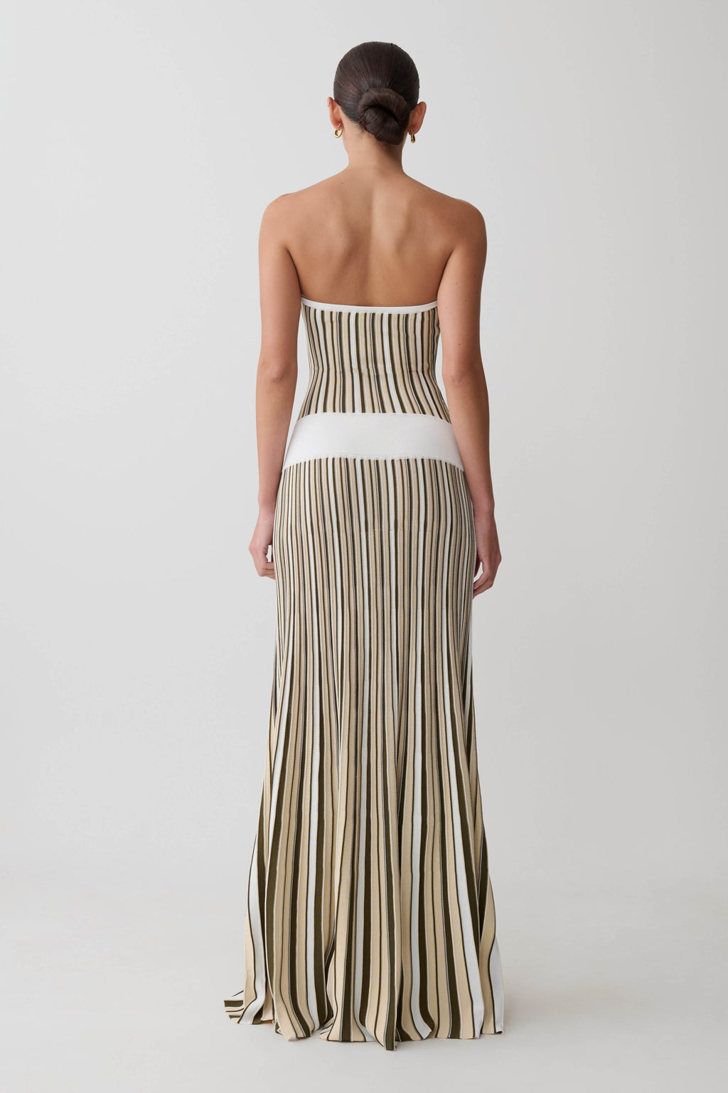 Stripe Maxi Knit Dress - Khaki/Ivory