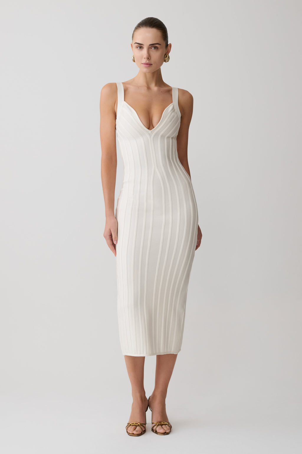 Bandage Knit Midi Dress - Ivory