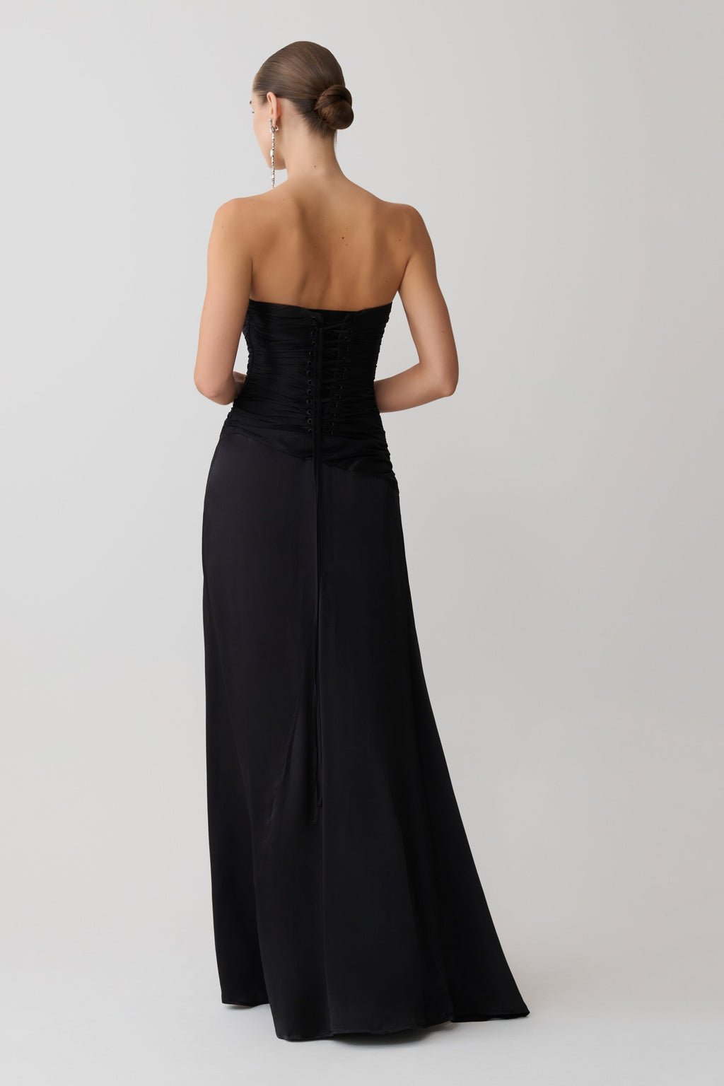 Strapless Taffeta Maxi Dress - Black