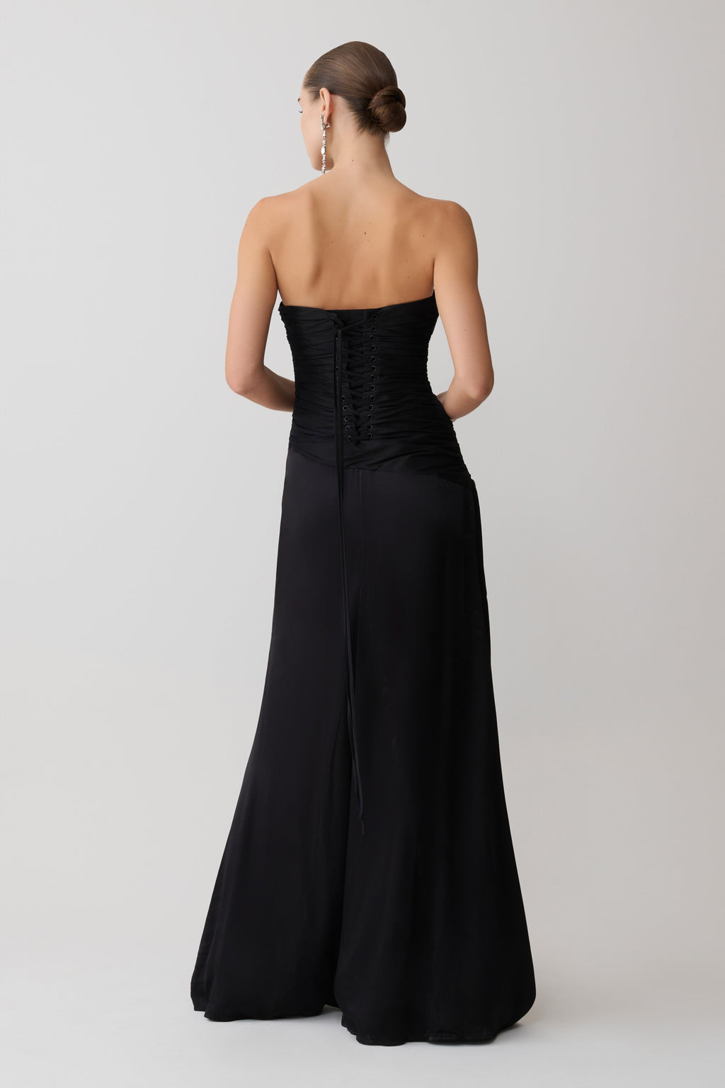 Strapless Taffeta Maxi Dress - Black