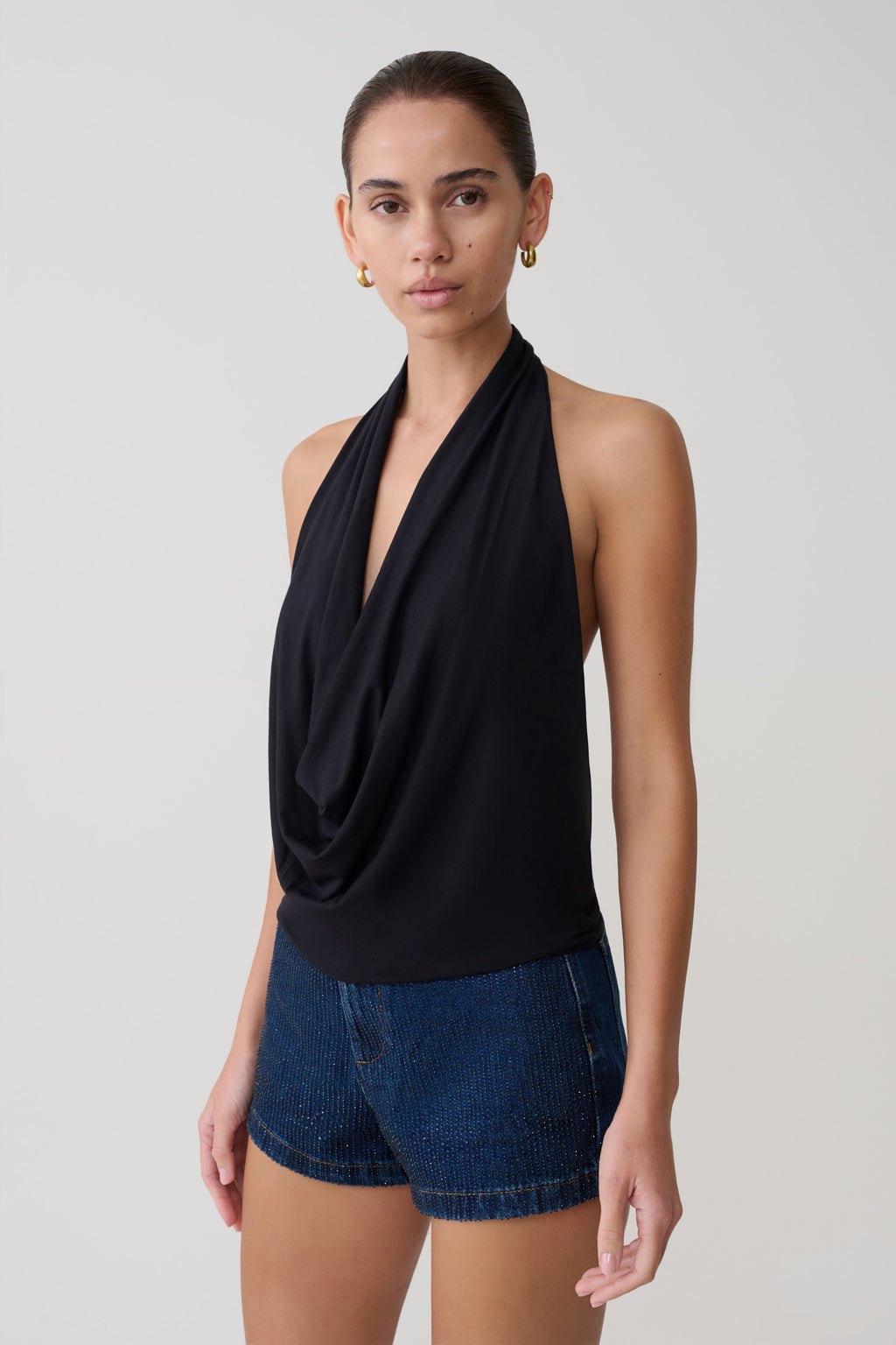 Cowl Front Modal Top - Black