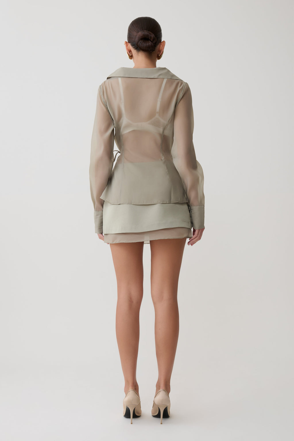 Organza Cross Over Shirt - Smoke