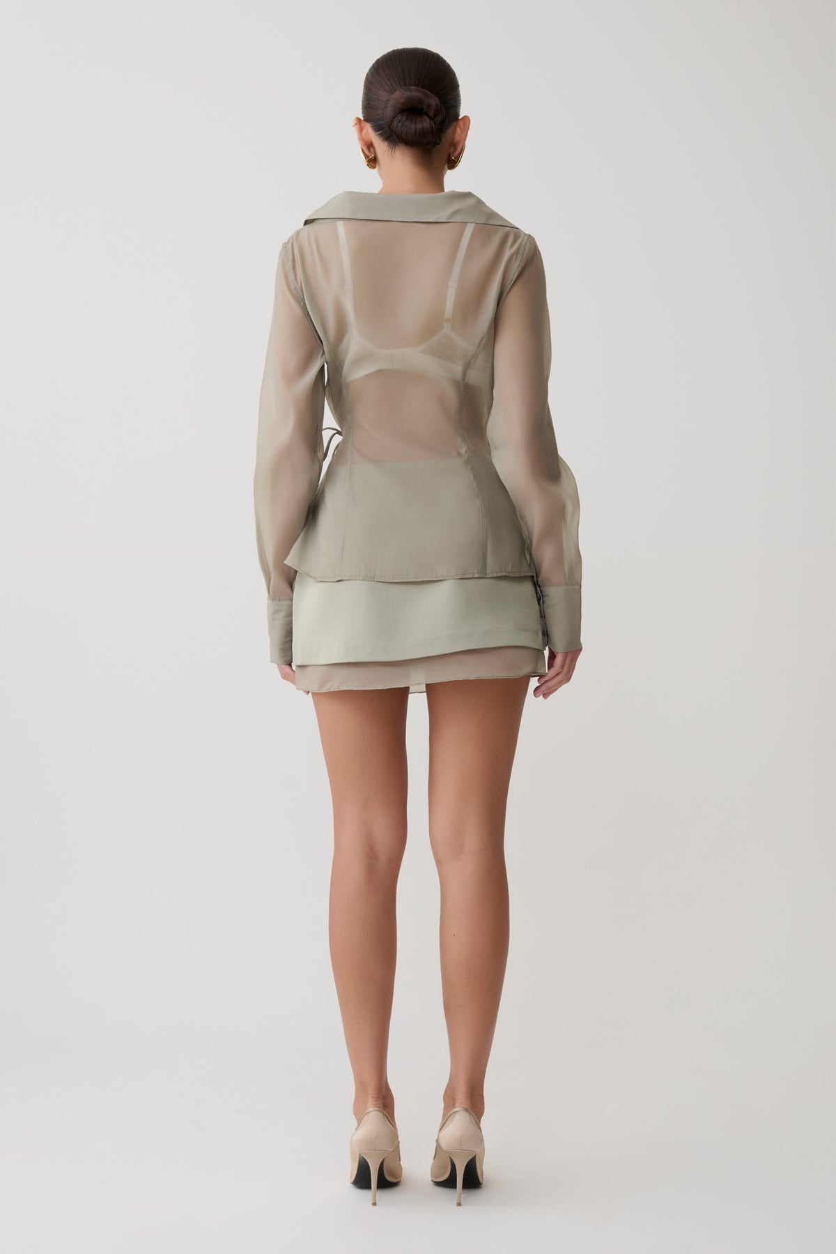 Organza Cross Over Shirt - Smoke