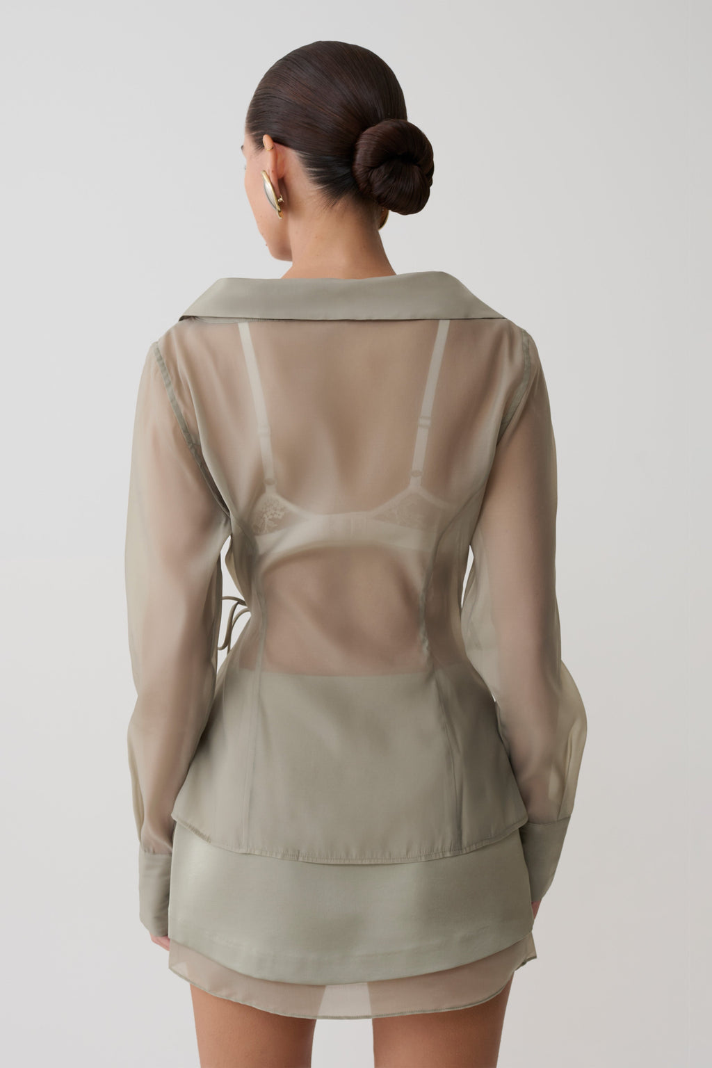 Organza Cross Over Shirt - Smoke