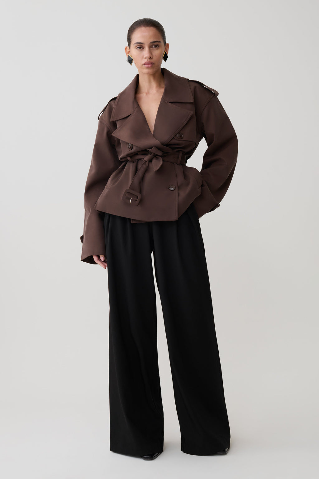 Short Trench Jacket - Chocolate