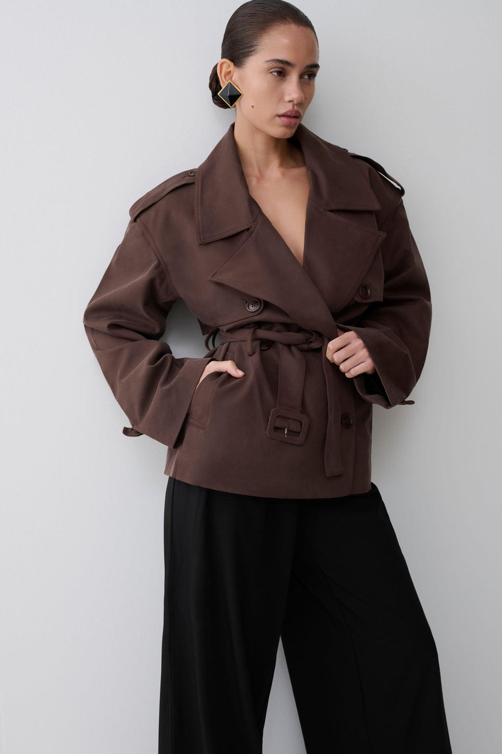 Short Trench Jacket - Chocolate