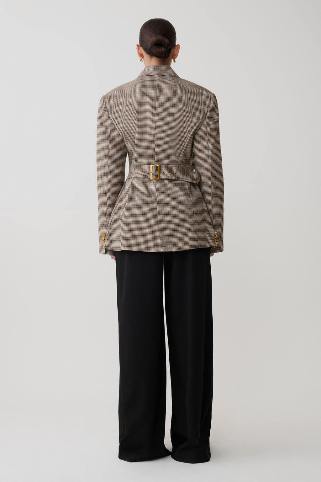 Shaped Blazer - Tan Check