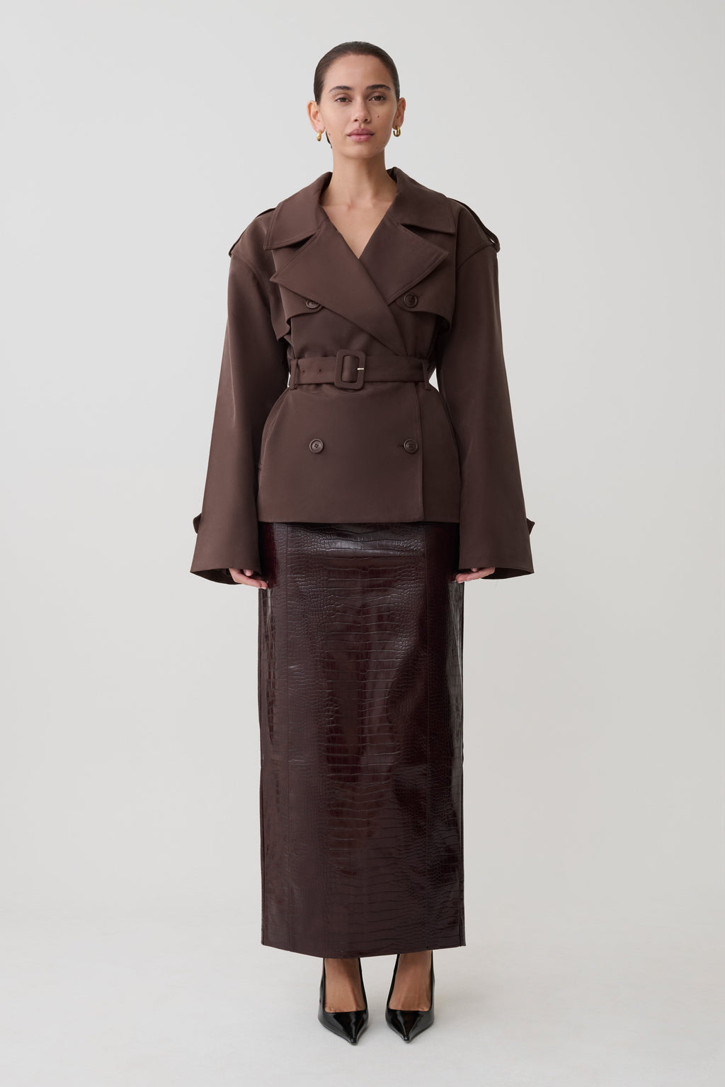 Short Trench Jacket - Chocolate