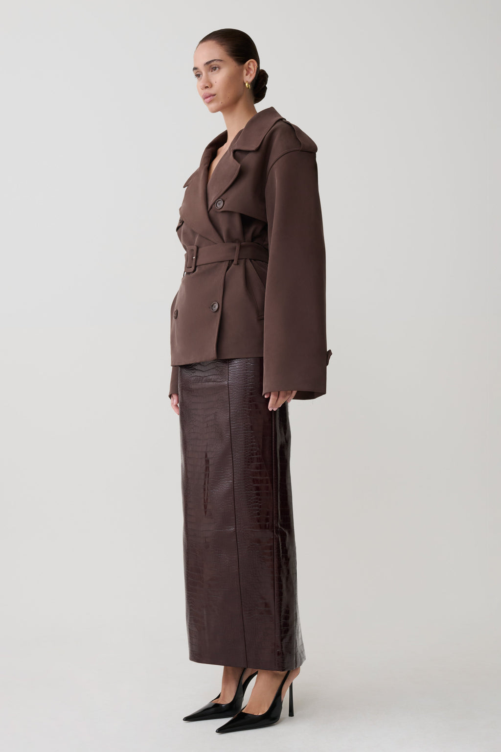 Short Trench Jacket - Chocolate