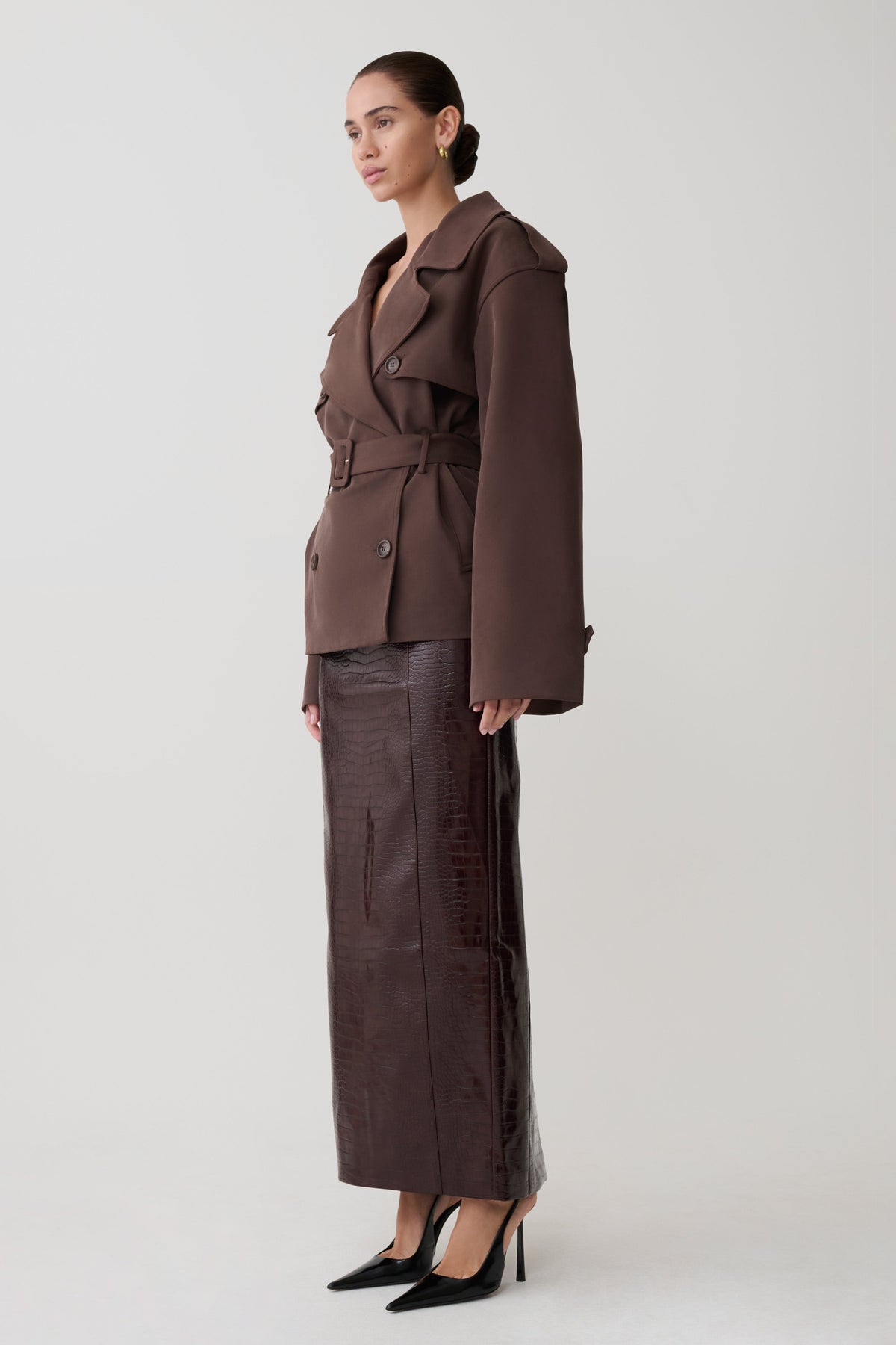 Short Trench Jacket - Chocolate