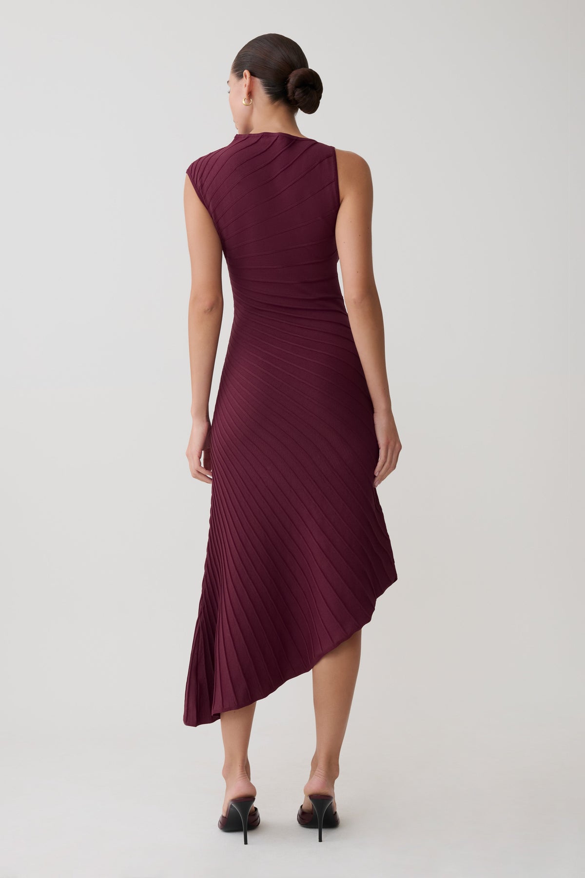 Pleated Knit Dress - Plum