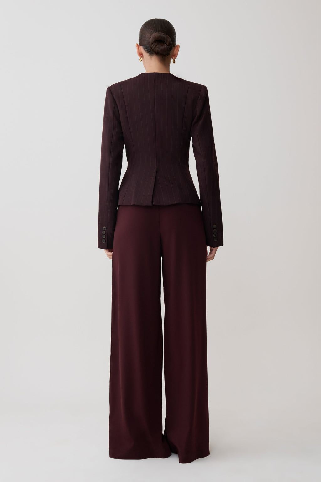 Square Neck Blazer - Plum Pinstripe