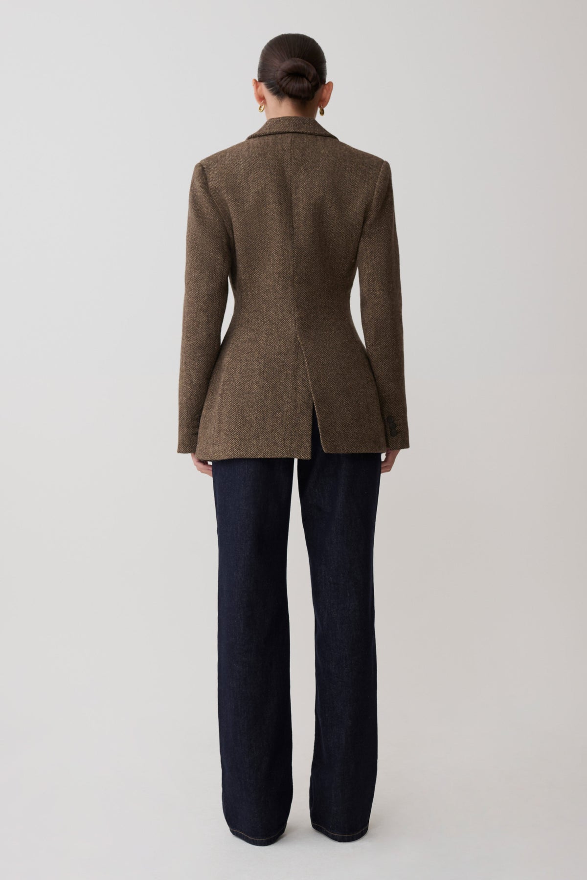 Structured Blazer With Hardware - Herringbone