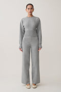 Straight Leg Knit Pants - Grey Marle