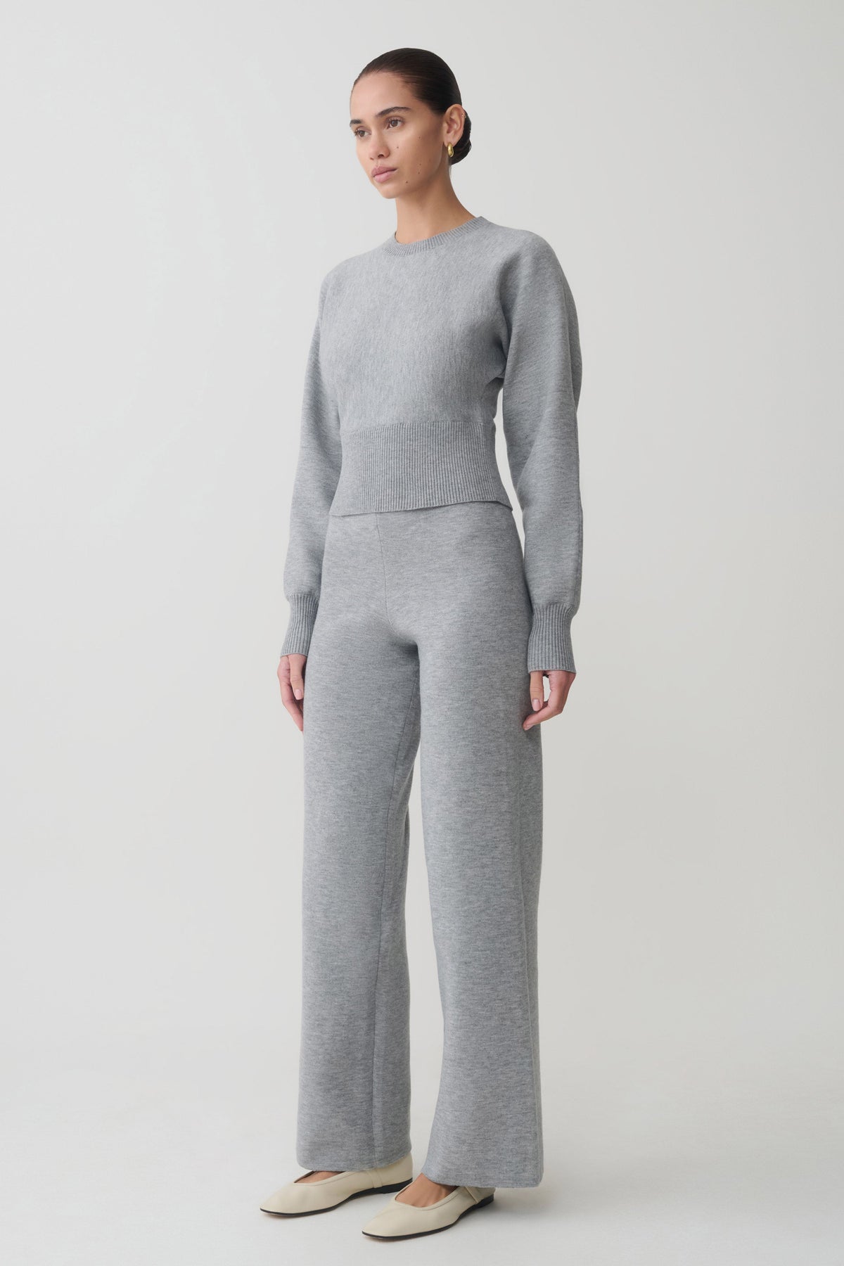 Straight Leg Knit Pants - Grey Marle