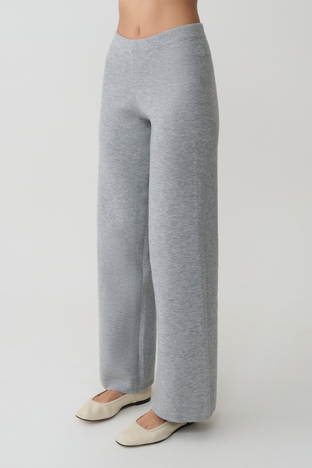 Straight Leg Knit Pants - Grey Marle