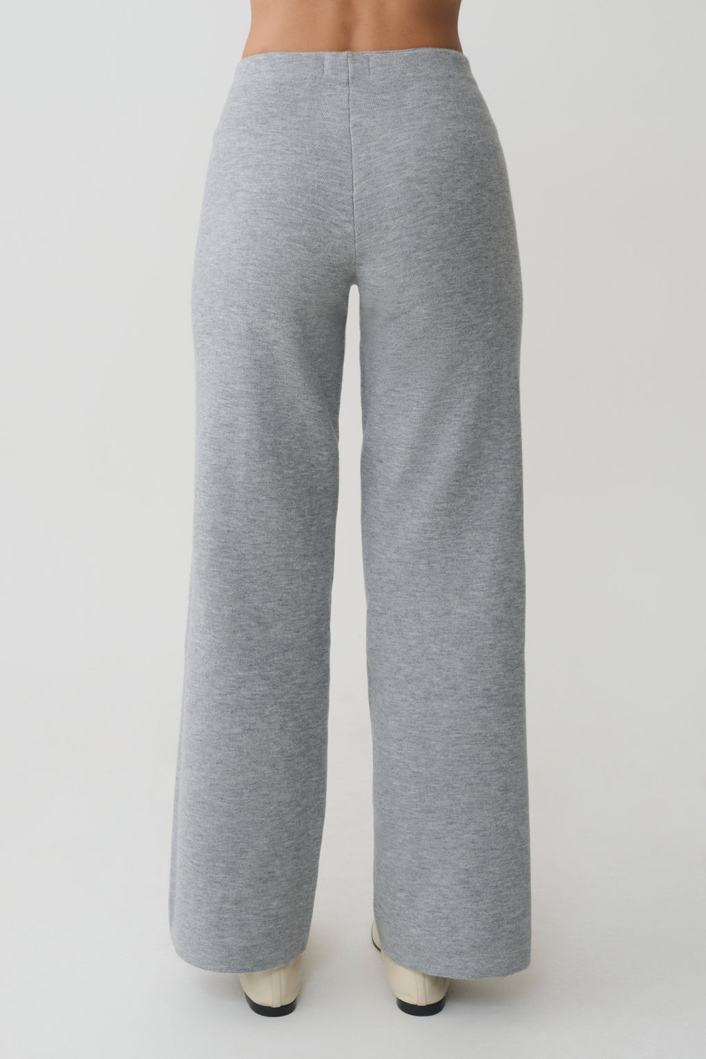 Straight Leg Knit Pants - Grey Marle
