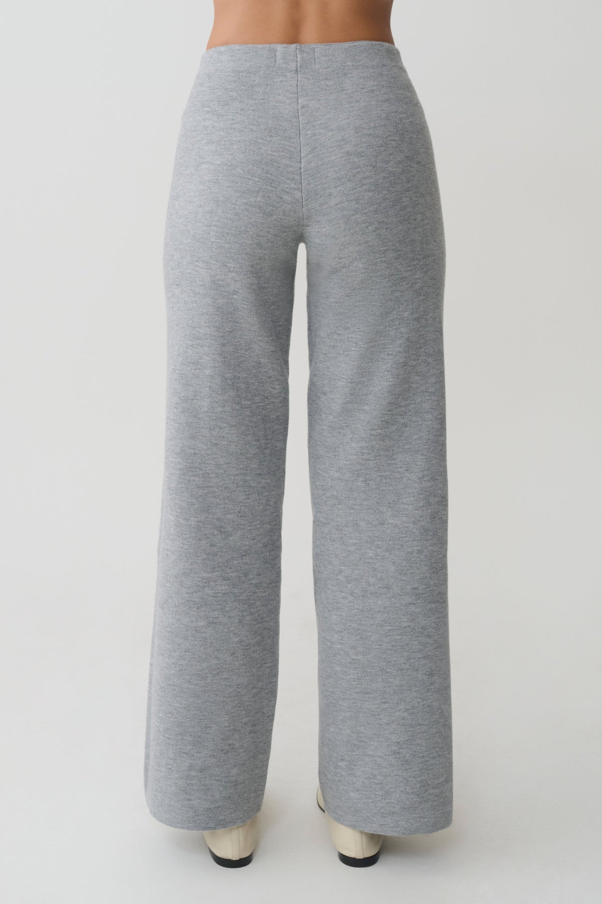 Straight Leg Knit Pants - Grey Marle