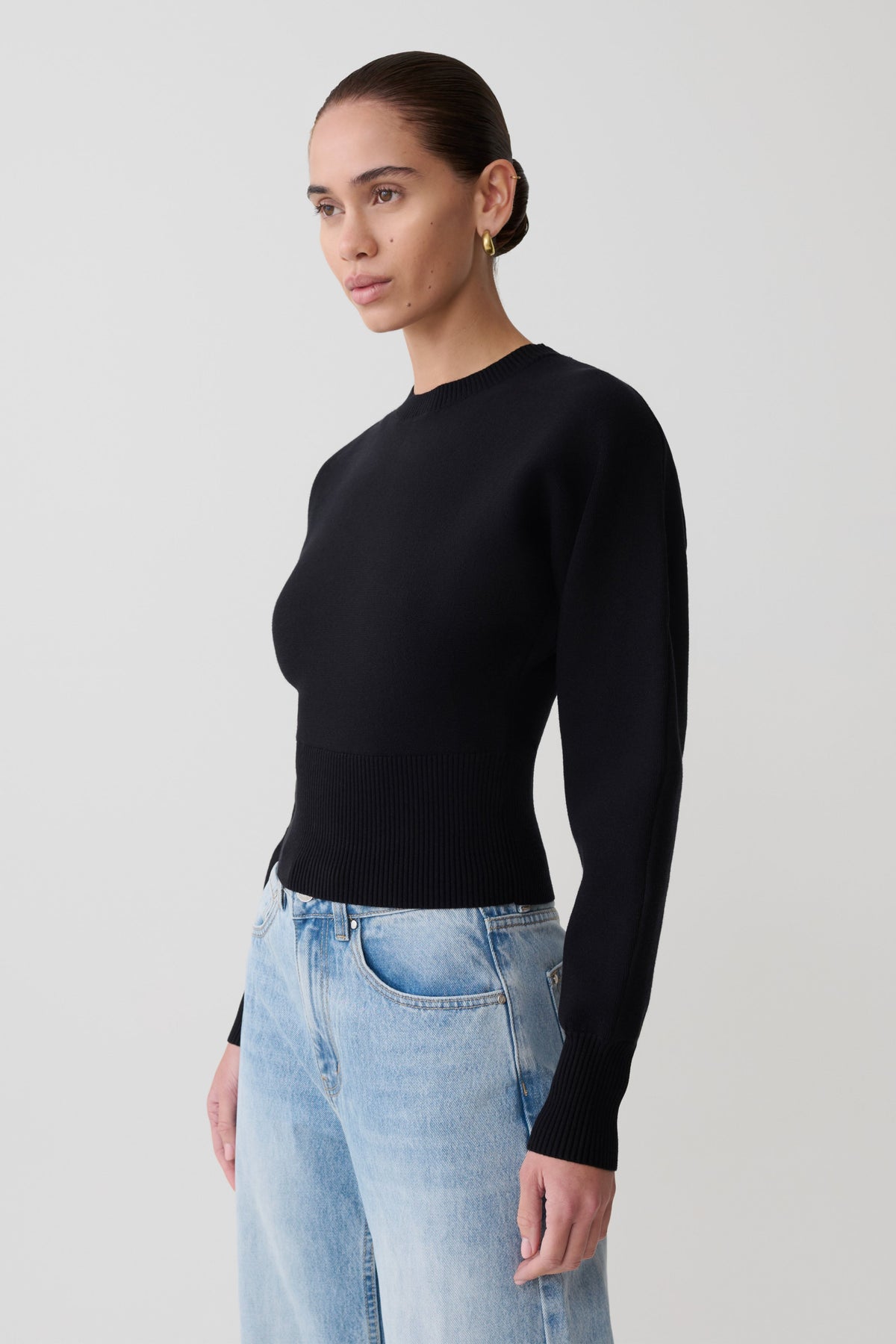 Cinched Waist Jumper - Black