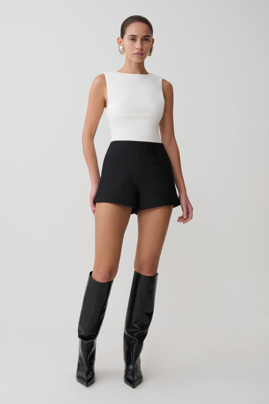 Open Back Scuba Crepe Top - White