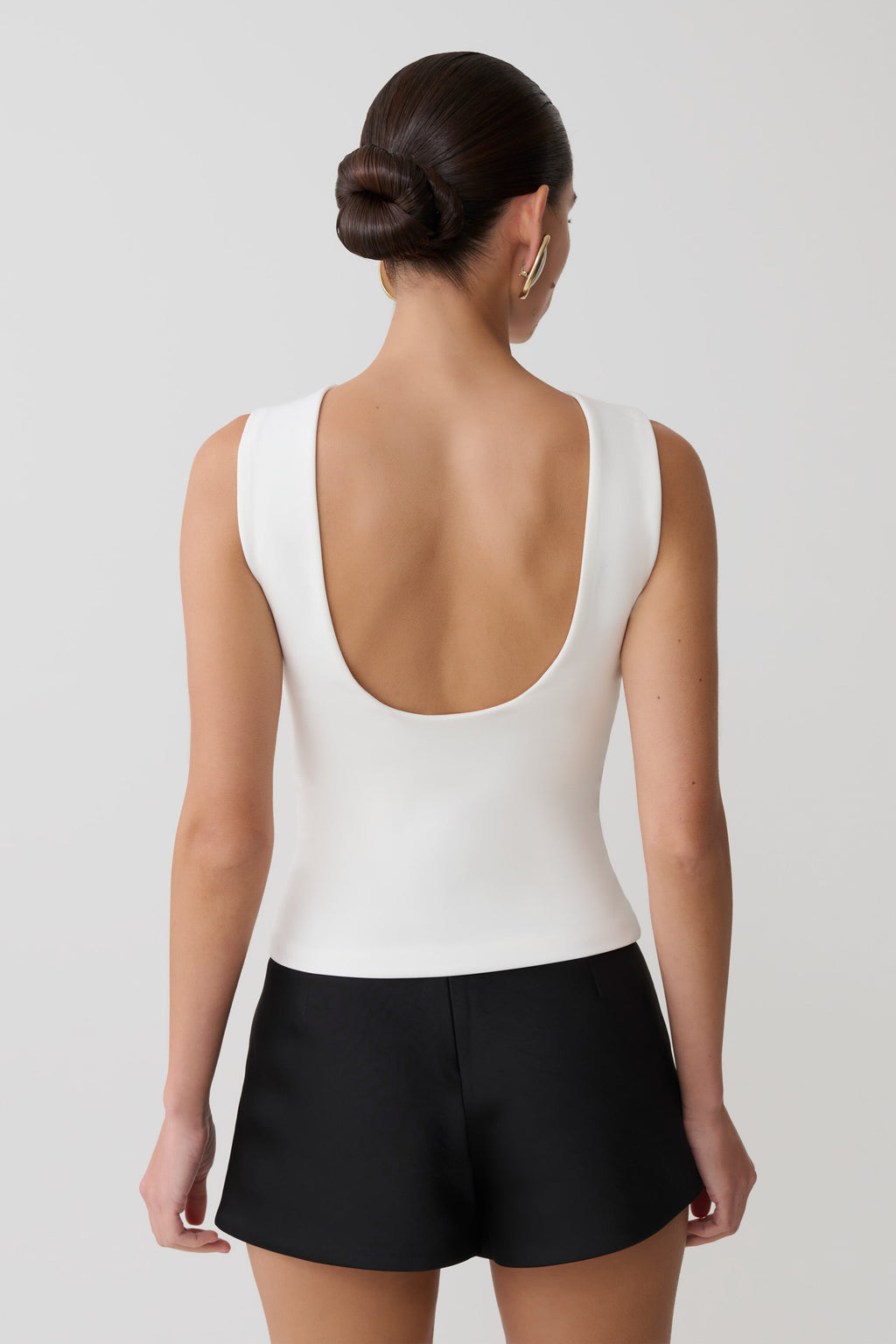 Open Back Scuba Crepe Top - White