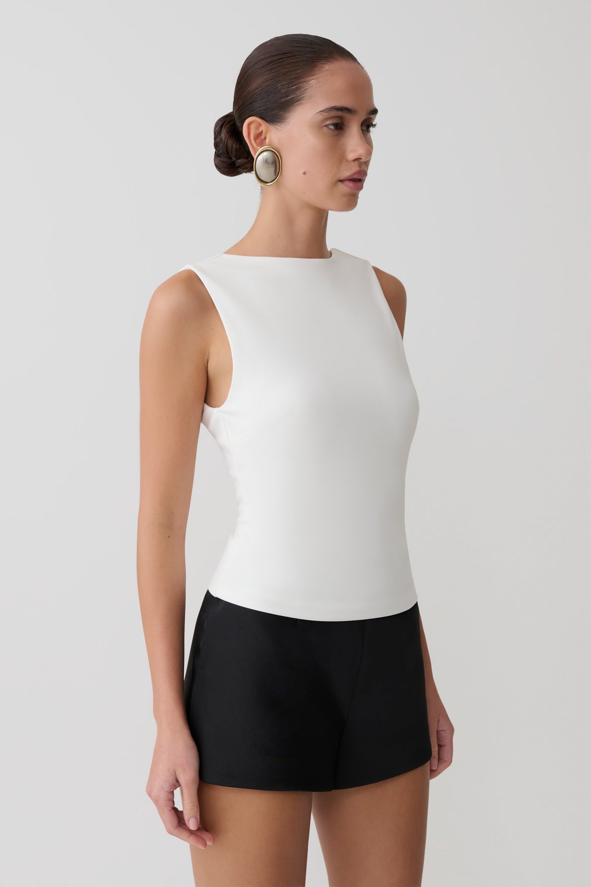 Open Back Scuba Crepe Top - White