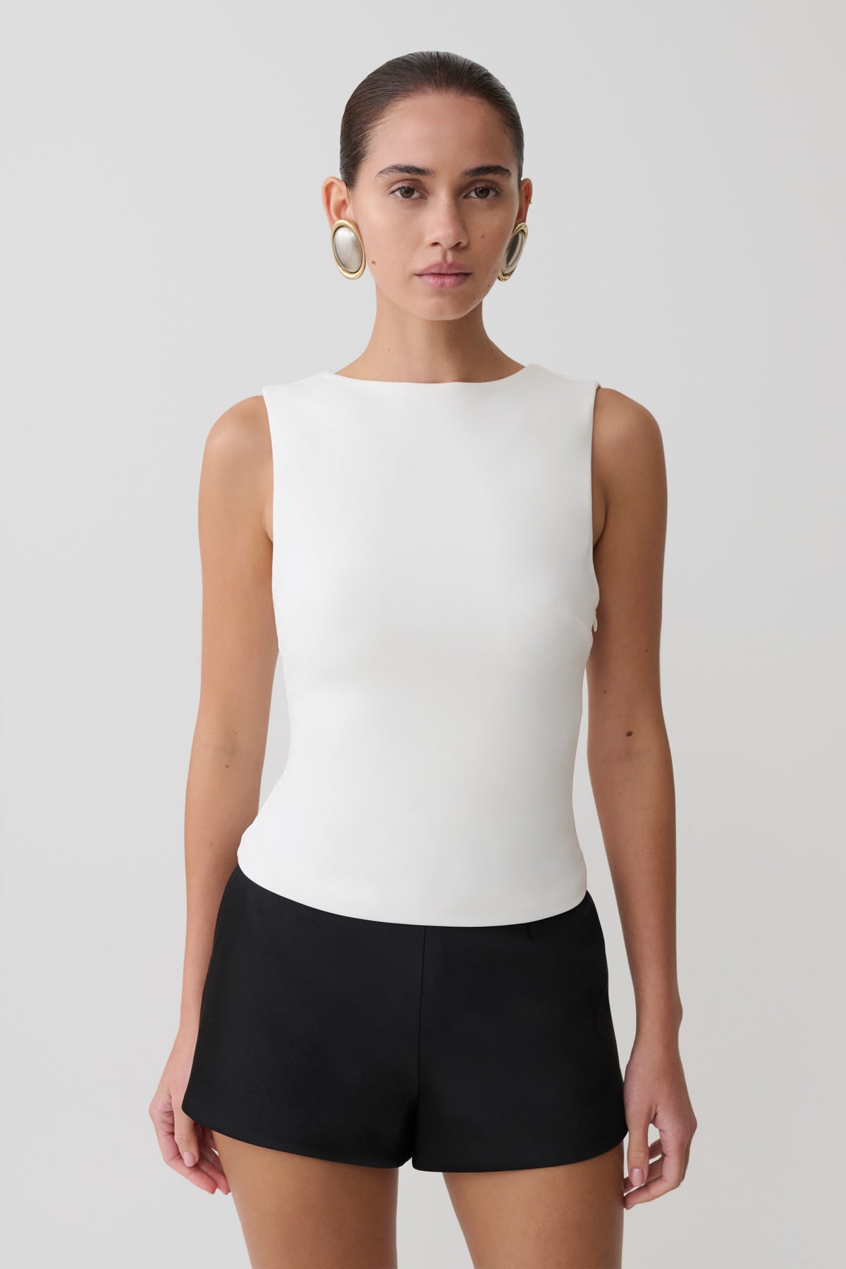 Open Back Scuba Crepe Top - White