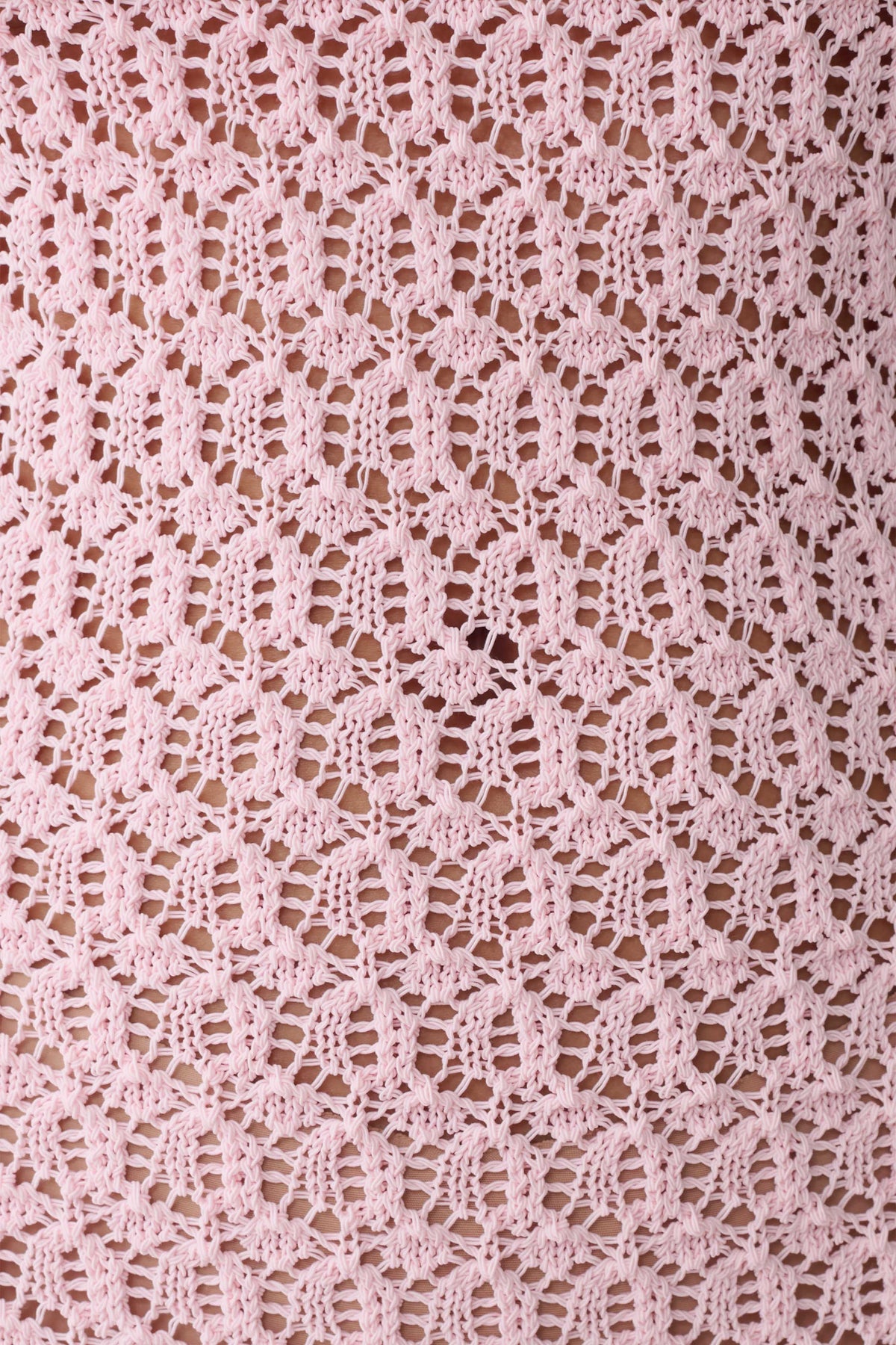 Crochet Knit Mini Dress - Baby Pink