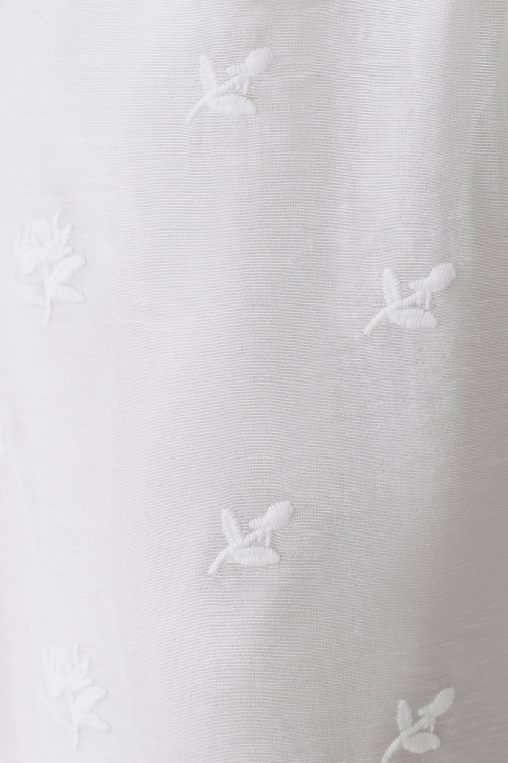 Tie Waist Embroidered Pant - White