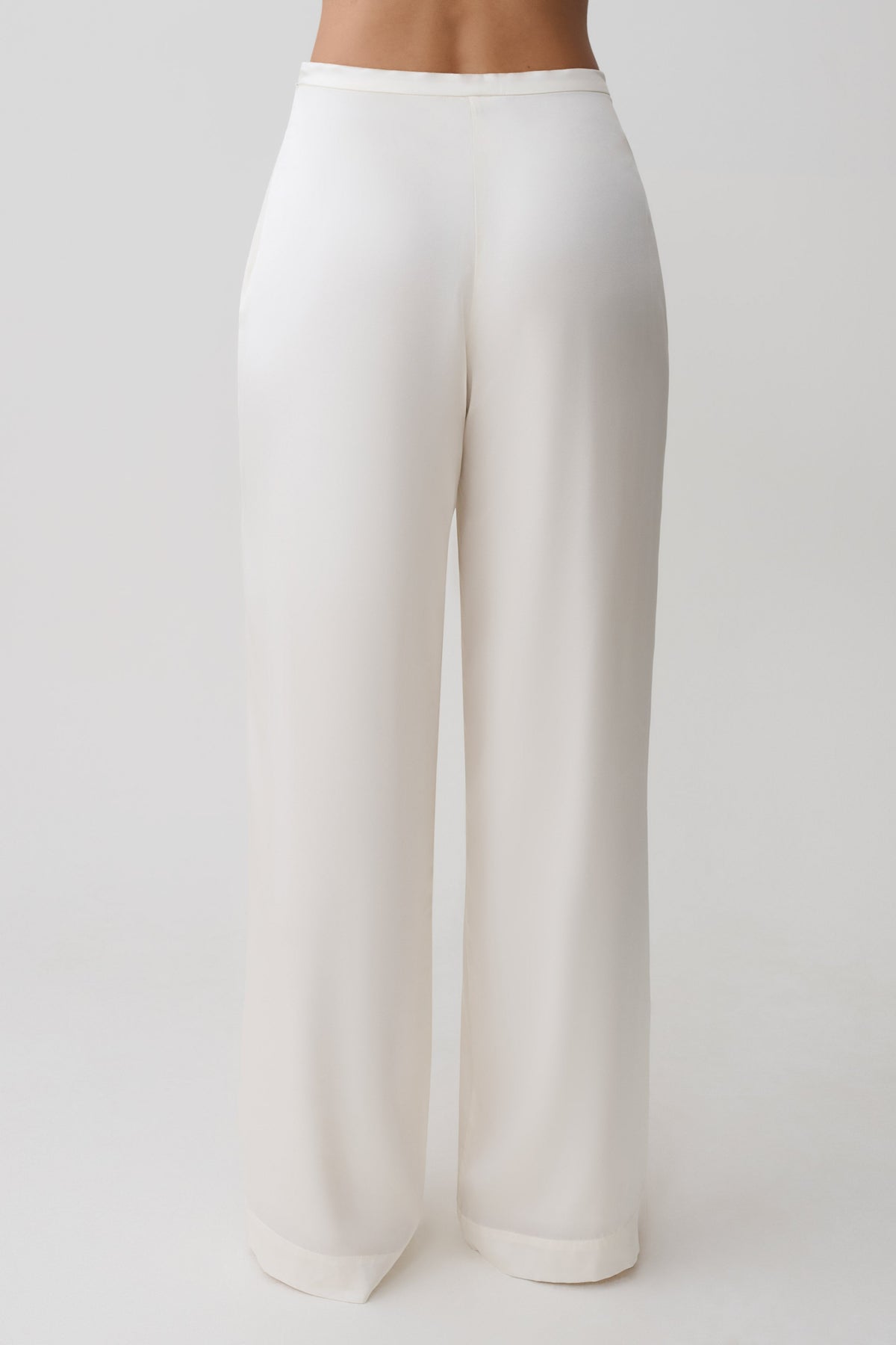 Silk Blend Straight Leg Pants - Ivory