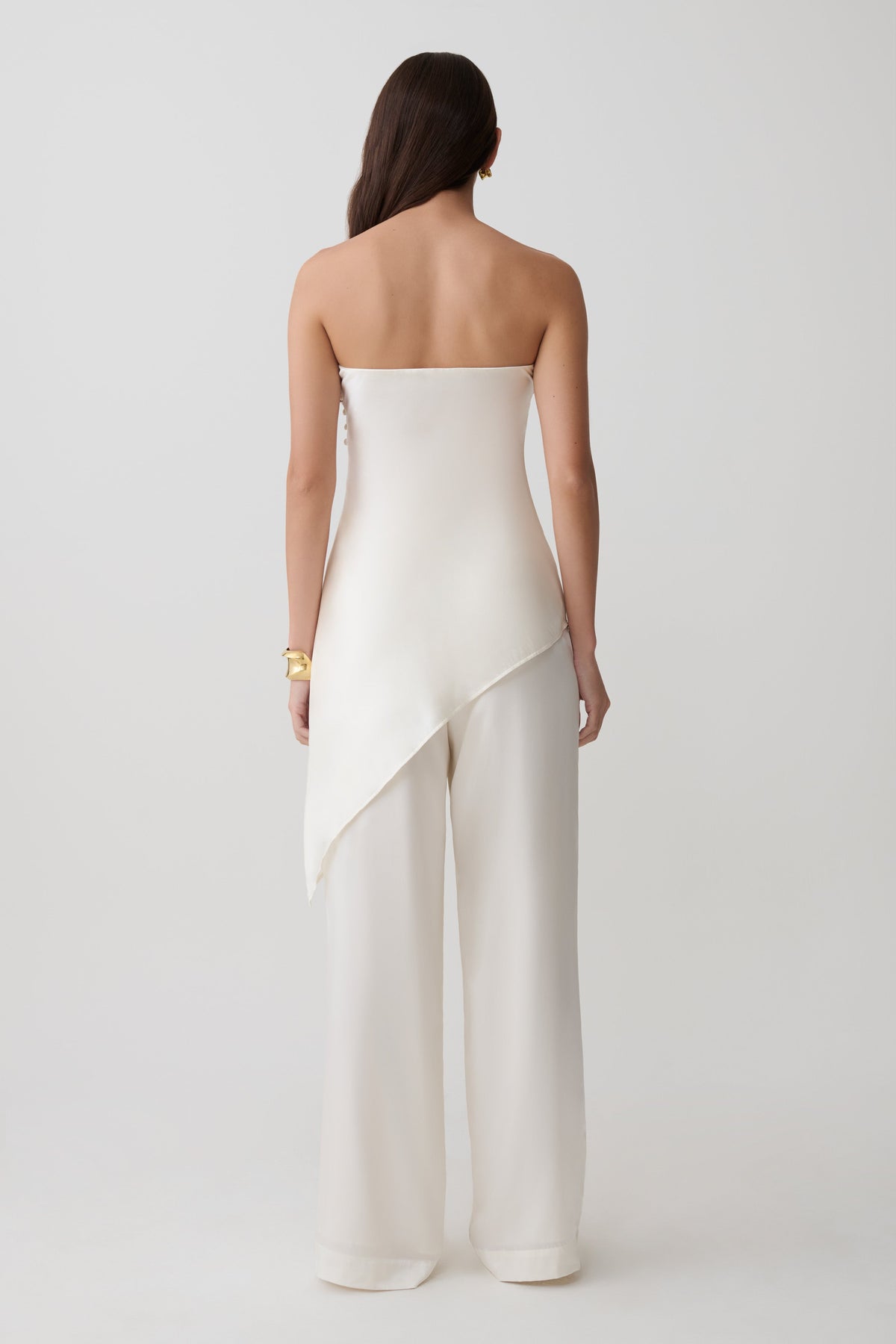 Silk Blend Straight Leg Pants - Ivory