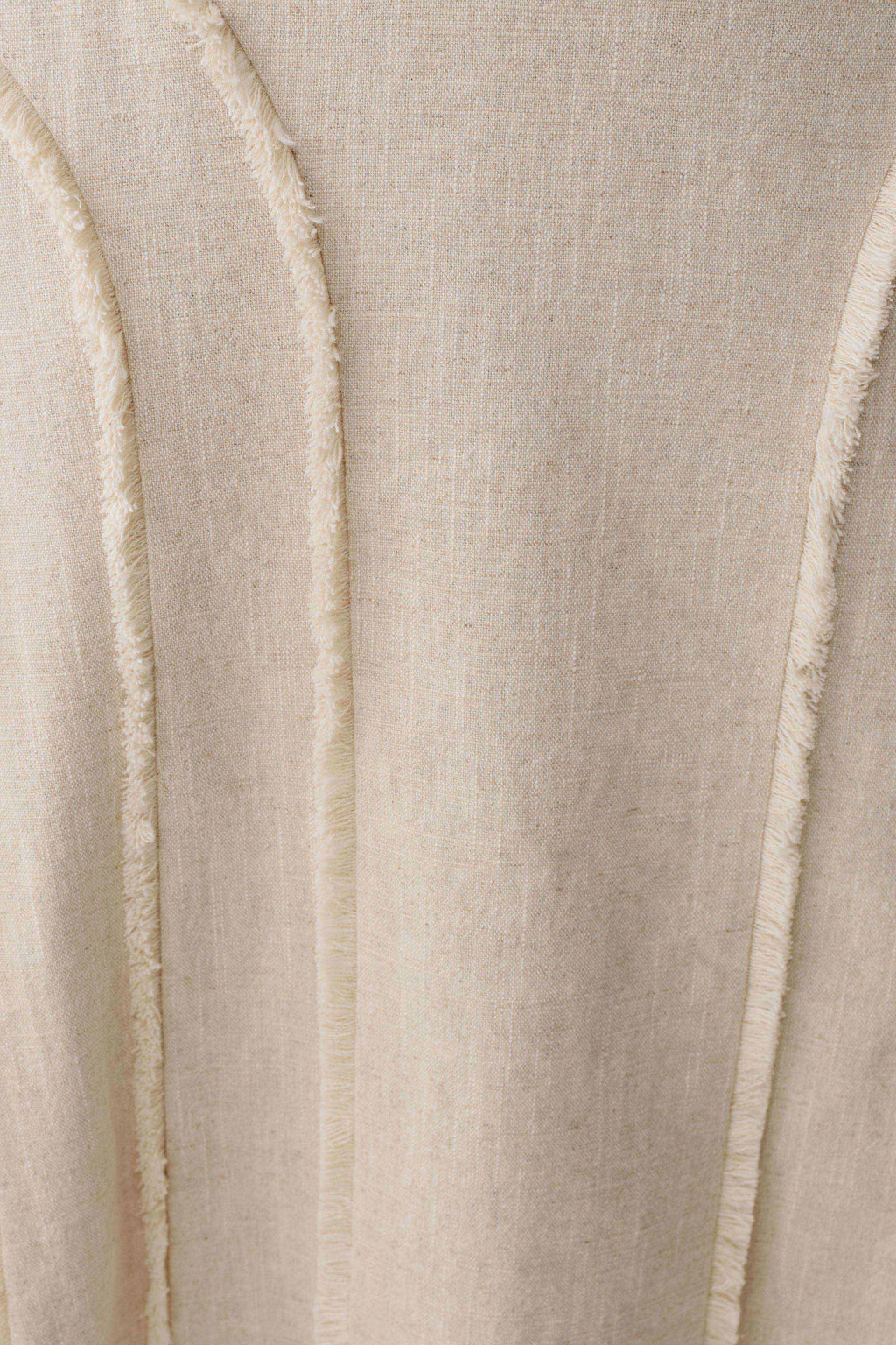 Linen Frayed Midi Skirt - Natural