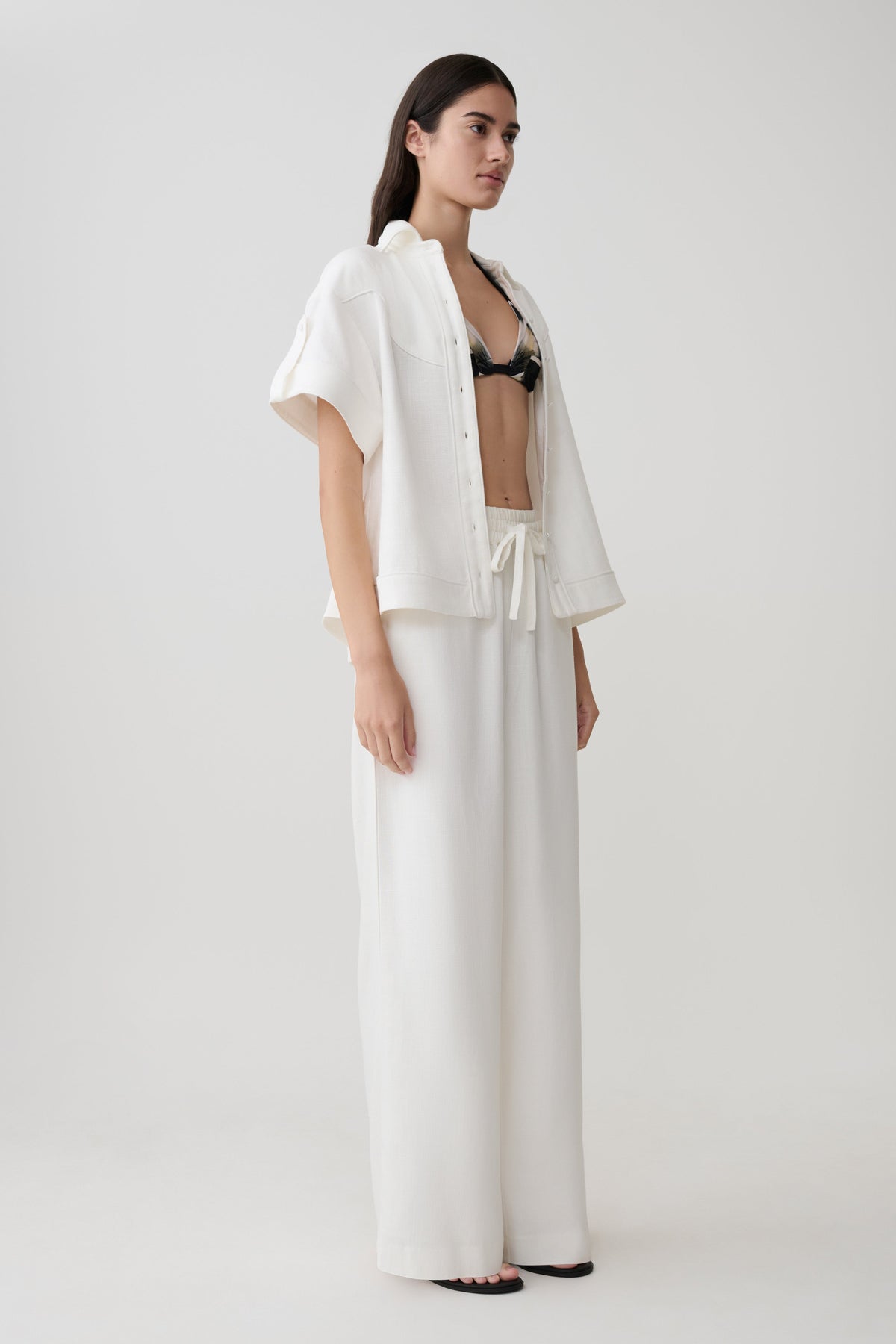 Linen Straight Leg Pant - White