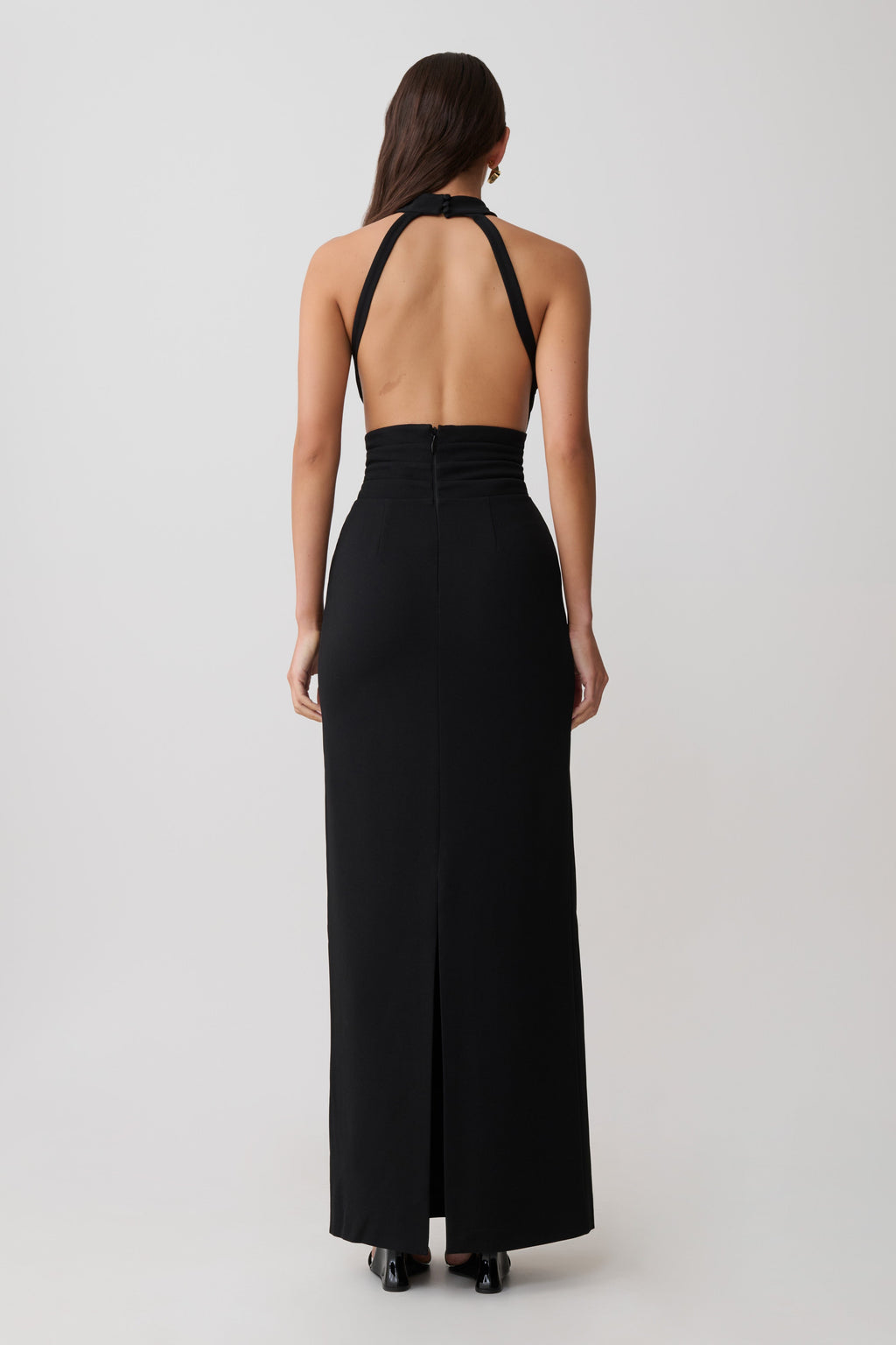 Stretch Crepe Maxi Dress - Black