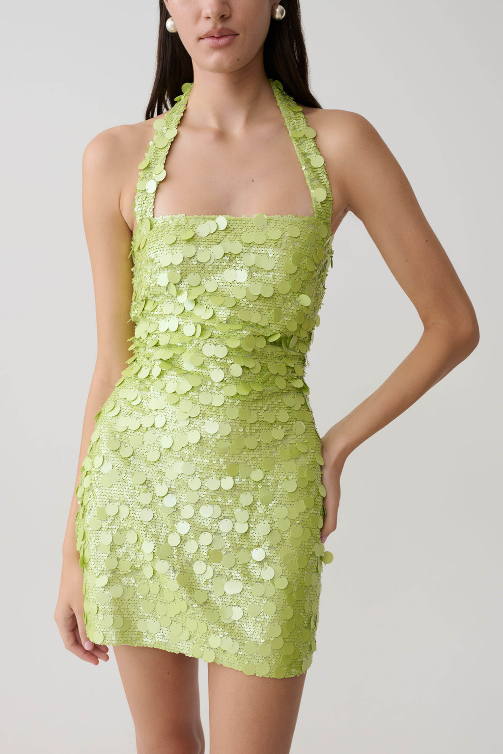 Sequin Halter Mini Dress - Green