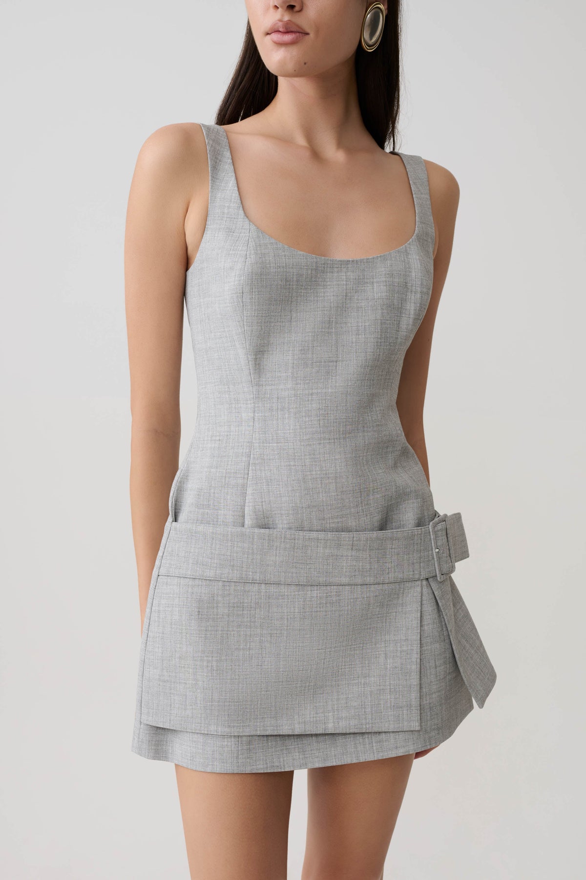 Wrap Skirt Mini Dress - Charcoal Marle