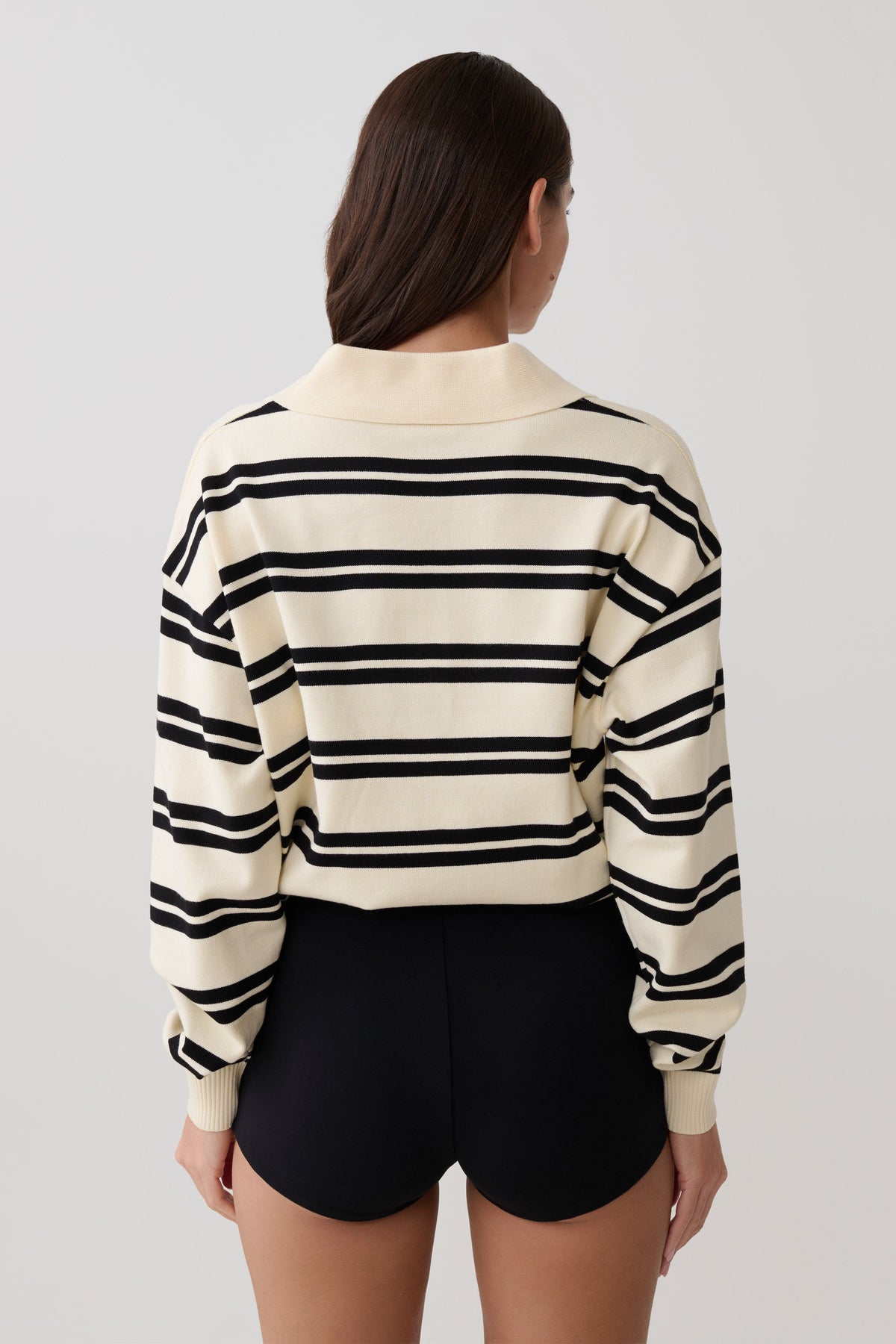 Stripe Long Sleeve Knit Jumper - Ivory/Black