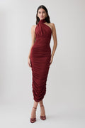 Draped Midi Dress - Merlot