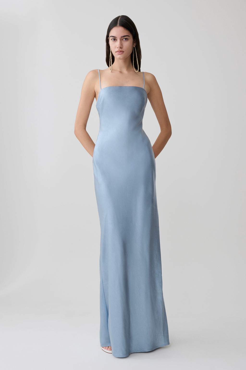 Chiffon Cape Maxi Dress - Arctic Blue