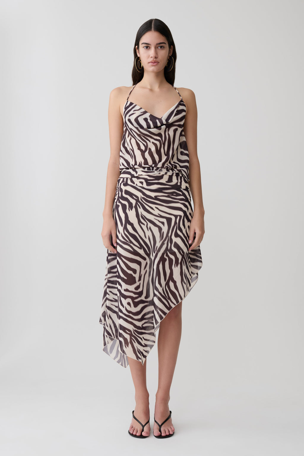 Chiffon Midi Skirt - Abstract Zebra Print