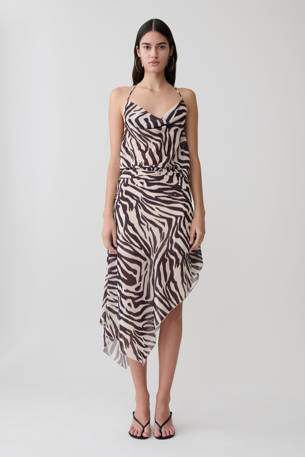Chiffon Midi Skirt - Abstract Zebra Print