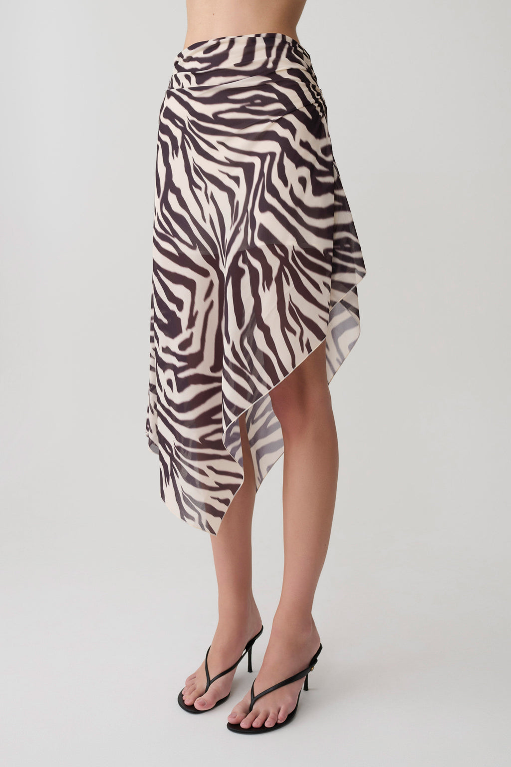 Chiffon Midi Skirt - Abstract Zebra Print