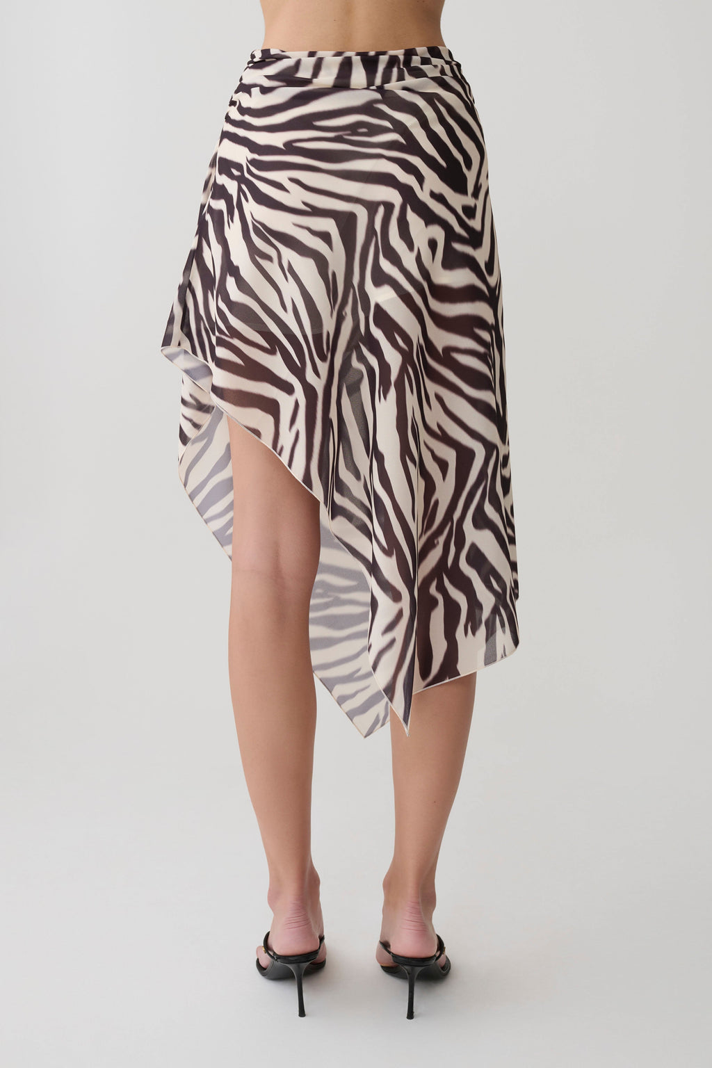 Chiffon Midi Skirt - Abstract Zebra Print